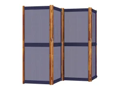 Biombo divisor de 4 paneles azul oscuro 280x180 cm ES345829