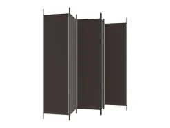 Biombo divisor de 5 paneles de tela marrón 250x200 cm ES794788