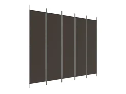 Biombo divisor de 5 paneles de tela marrón 250x200 cm ES794788