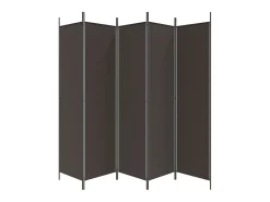 Biombo divisor de 5 paneles de tela marrón 250x200 cm ES794788