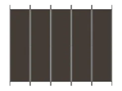 Biombo divisor de 5 paneles de tela marrón 250x200 cm ES794788