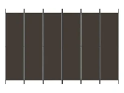 Biombo divisor de 6 paneles de tela marrón 300x200 cm ES106791