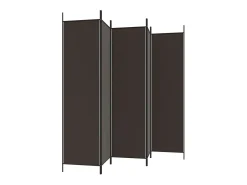 Biombo divisor de 6 paneles de tela marrón 300x200 cm ES106791