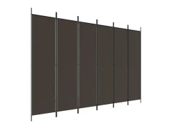 Biombo divisor de 6 paneles de tela marrón 300x200 cm ES106791