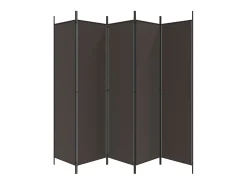 Biombo divisor de 6 paneles de tela marrón 300x200 cm ES106791