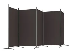 Biombo divisor de 5 paneles de tela marrón 433x180 cm ES921852