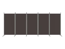 Biombo divisor de 5 paneles de tela marrón 433x180 cm ES921852
