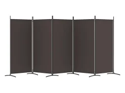 Biombo divisor de 5 paneles de tela marrón 433x180 cm ES921852