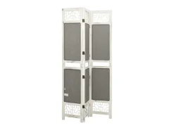 Biombo divisor de 3 paneles de tela gris 105x165 cm ES538932