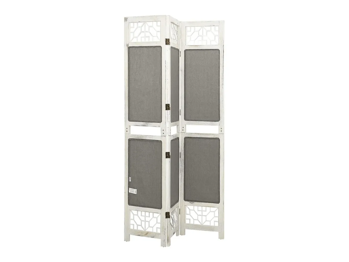 Biombo divisor de 3 paneles de tela gris 105x165 cm ES538932