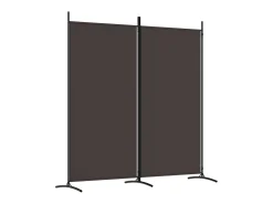 Biombo divisor de 2 paneles de tela marrón 175x180 cm ES904130