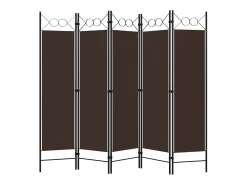 Biombo divisor de 5 paneles marrón 200x180 cm ES148710