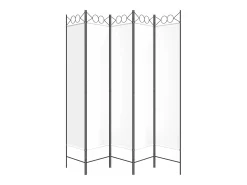 Biombo divisor de 5 paneles de tela blanco 200x200 cm ES741652