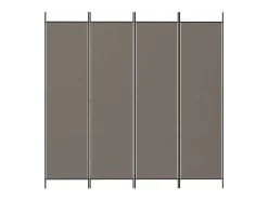 Biombo divisor de 4 paneles de tela gris antracita 200x200 cm ES646564