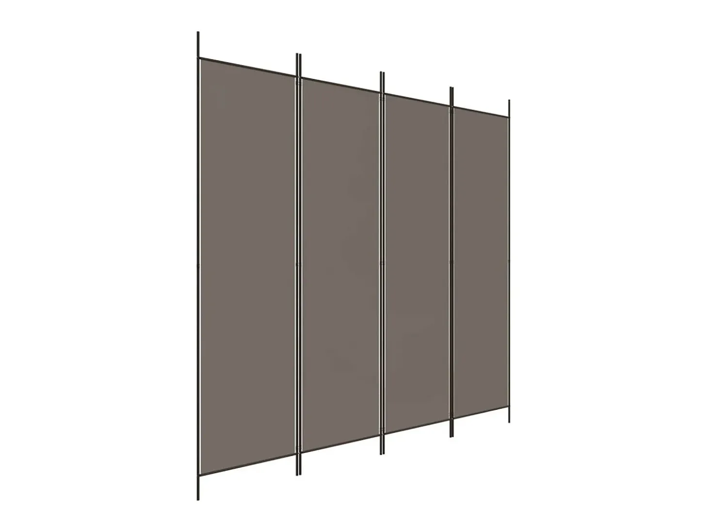 Biombo divisor de 4 paneles de tela gris antracita 200x200 cm ES646564