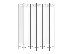 Biombo divisor de 6 paneles de tela blanco 240x220 cm ES681456