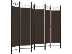 Biombo divisor de 6 paneles marrón 240x180 cm ES403632