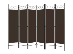 Biombo divisor de 6 paneles marrón 240x180 cm ES403632