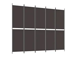 Biombo divisor de 5 paneles de tela marrón 250x200 cm ES417379
