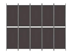 Biombo divisor de 5 paneles de tela marrón 250x200 cm ES417379