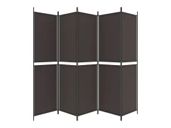 Biombo divisor de 5 paneles de tela marrón 250x200 cm ES417379