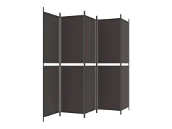 Biombo divisor de 5 paneles de tela marrón 250x200 cm ES417379