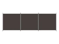 Biombo divisor de 3 paneles de tela marrón 525x180 cm ES564355