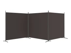 Biombo divisor de 3 paneles de tela marrón 525x180 cm ES564355