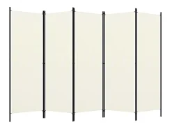 Biombo divisor de 5 paneles blanco 250x180 cm ES451531