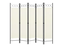 Biombo divisor de 5 paneles blanco 200x180 cm ES659418