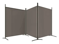 Biombo divisor de 3 paneles de tela gris antracita 525x180 cm ES217851