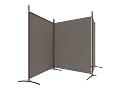 Biombo divisor de 3 paneles de tela gris antracita 525x180 cm ES217851