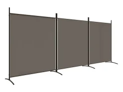 Biombo divisor de 3 paneles de tela gris antracita 525x180 cm ES217851