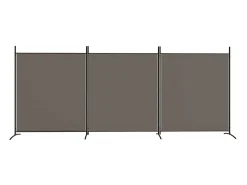 Biombo divisor de 3 paneles de tela gris antracita 525x180 cm ES217851