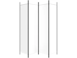 Biombo divisor de 4 paneles de tela blanco 200x200 cm ES246517