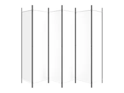 Biombo divisor de 6 paneles de tela blanco 300x200 cm ES926712