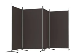 Biombo divisor de 4 paneles de tela marrón 346x180 cm ES316111