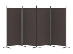 Biombo divisor de 4 paneles de tela marrón 346x180 cm ES316111