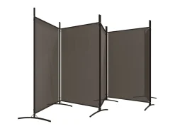 Biombo divisor de 5 paneles de tela gris antracita 433x180 cm ES779876