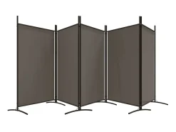 Biombo divisor de 5 paneles de tela gris antracita 433x180 cm ES779876