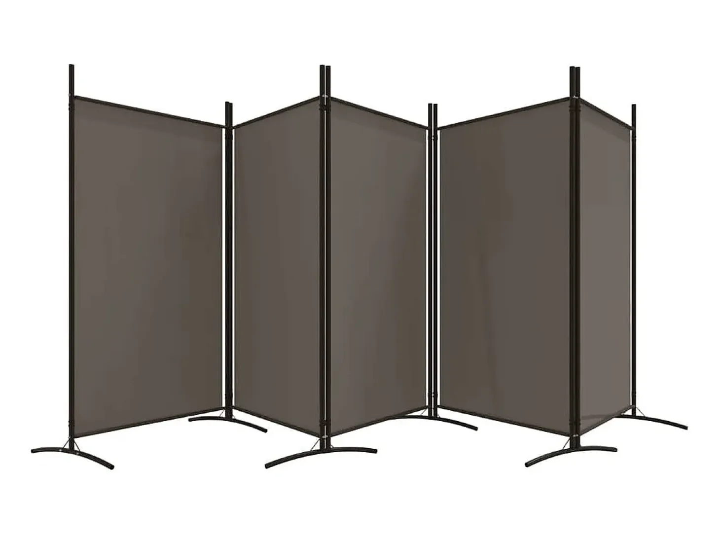 Biombo divisor de 5 paneles de tela gris antracita 433x180 cm ES779876