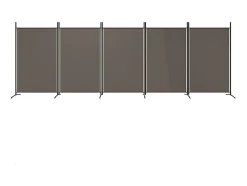 Biombo divisor de 5 paneles de tela gris antracita 433x180 cm ES779876