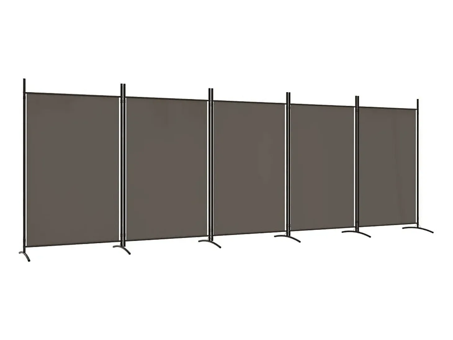 Biombo divisor de 5 paneles de tela gris antracita 433x180 cm ES779876