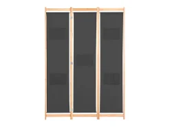 Biombo divisor de 3 paneles de tela gris 120x170x4 cm ES935265