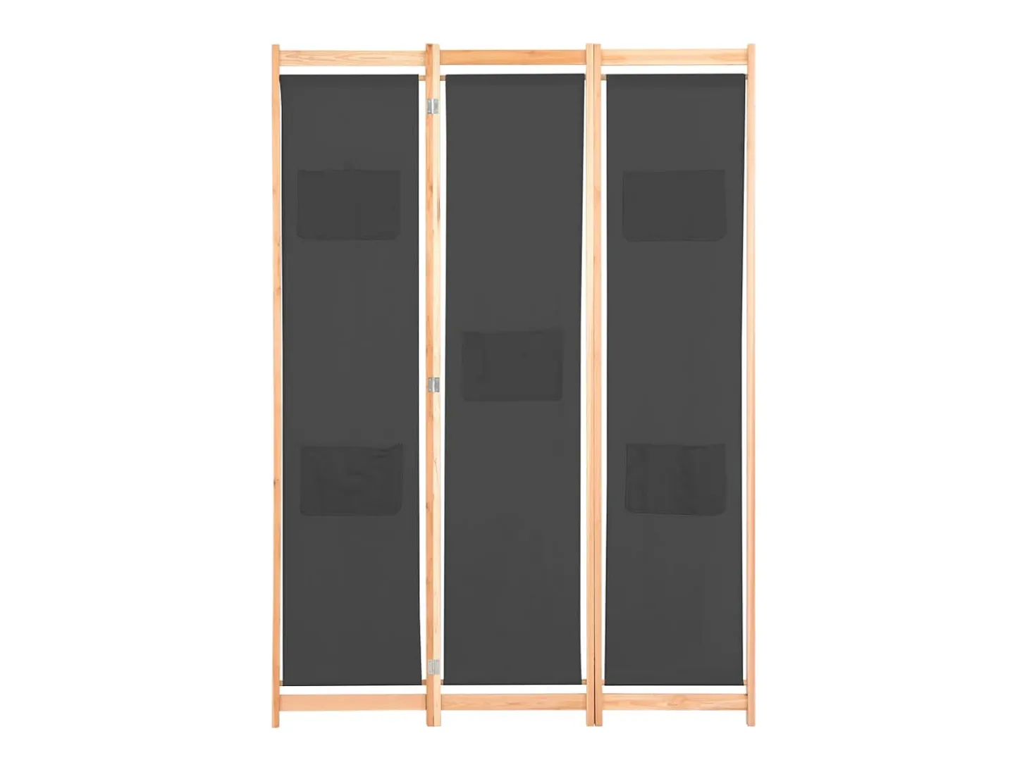 Biombo divisor de 3 paneles de tela gris 120x170x4 cm ES935265