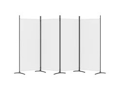 Biombo divisor de 4 paneles de tela blanco 346x180 cm ES784632