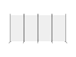 Biombo divisor de 4 paneles de tela blanco 346x180 cm ES784632