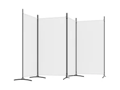 Biombo divisor de 4 paneles de tela blanco 346x180 cm ES784632