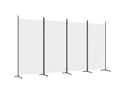 Biombo divisor de 4 paneles de tela blanco 346x180 cm ES784632
