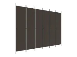 Biombo divisor de 6 paneles de tela marrón 300x220 cm ES606912